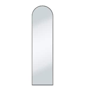 16 in. W x 59 in. H Rectangular Arched Black Aluminum Alloy Framed Full Length Mirror Bath Mirror Wall Mirror