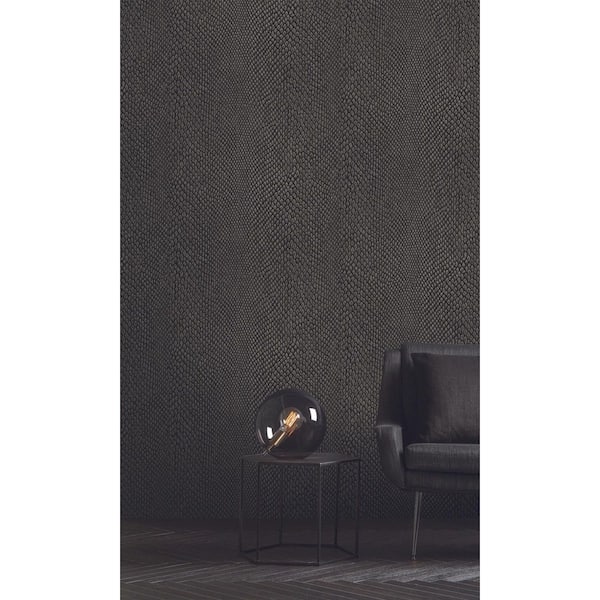 Chocolate Snake Print Textured Machine Washable 57 sq. ft. Non-Woven Non- Pasted Double Roll Wallpaper