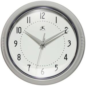 Retro Round Stone Grey Aluminum Wall Clock, 9.5 in.
