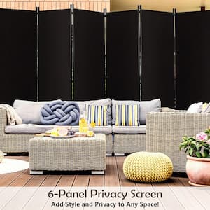 6-Panel Folding Room Divider 6 ft. Rolling Privacy Screen with Lockable Wheels Brown