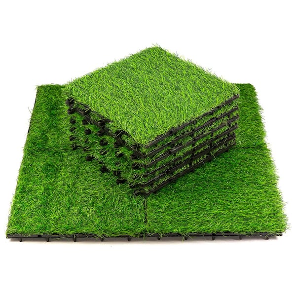 Pro Space 12 in. x 12 in. Interlocking Flooring Tiles Tufted Grass Deck Tile Green (10-Pack)