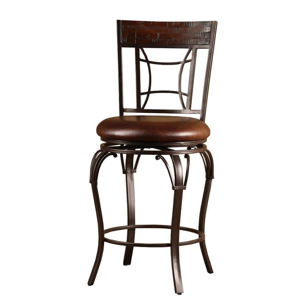 Granada Dark Chestnut Swivel Counter Stool with Metal Arches