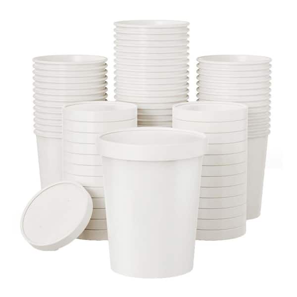 32 in. White Disposable Paper Food Container White Family Disposable Paper Soup Bowl with Vented Lid 25 Pack Per Case