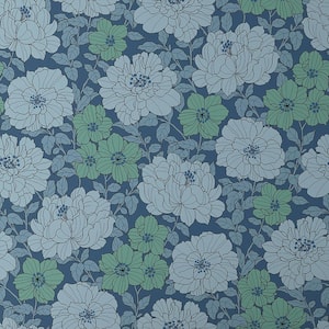 Large Blooms Blue Peel and Stick Removable Wallpaper Panel (covers approx. 26 sq ft)