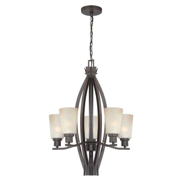 Illumine Designer Collection 5-Light Bronze Chandelier with Amber Glass