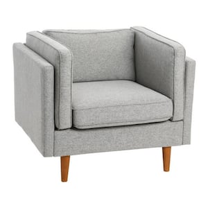 Atley Modern Upholstered High Sided Arm Chair with Solid Wood Legs, Mid Century Grey