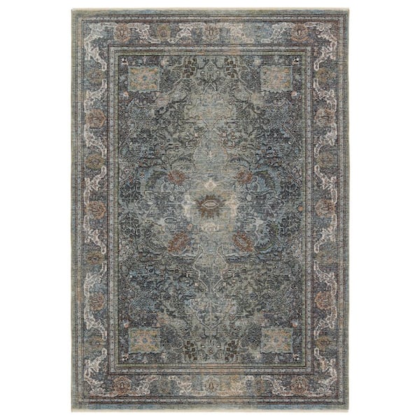 Asgre Blue 3 ft. x 8 ft. Medallion Area Rug