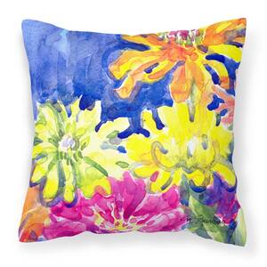 14 in. x 14 in. Multi-Color Lumbar Outdoor Throw Pillow Flower Decorative Canvas Fabric Pillow
