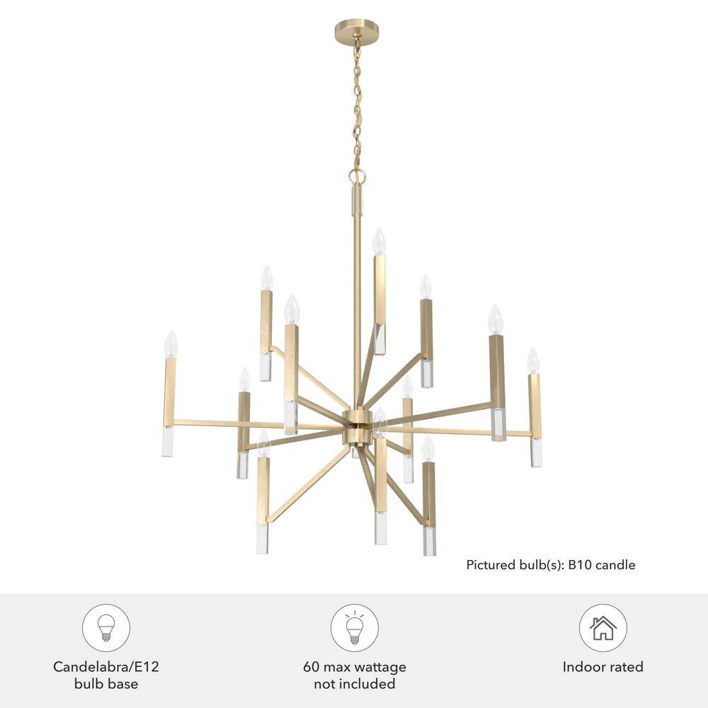 Alturas Gold 12-Light Crystal 3-Tier Chandelier