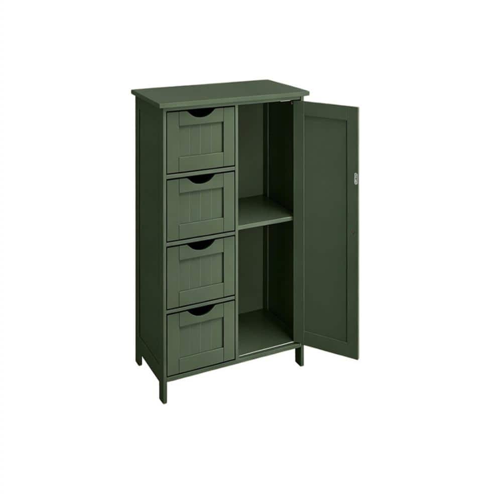 21.7 in. W x 32.3 in. H Small Rectangular Green Wood Freestanding Medicine Cabinet without Mirror with Drawer