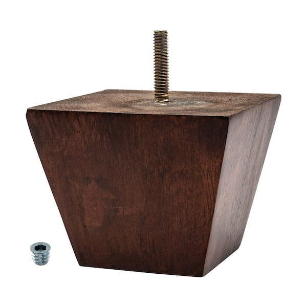 American Pro Decor 3 in. x 3-7/8 in. Stained Cherry Solid Hardwood Square Bun Foot