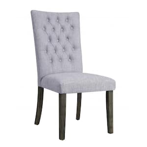 Amelia Gray Fabric and Gray Oak Fabric Tufted and Cushioned Side Chair Set of 2