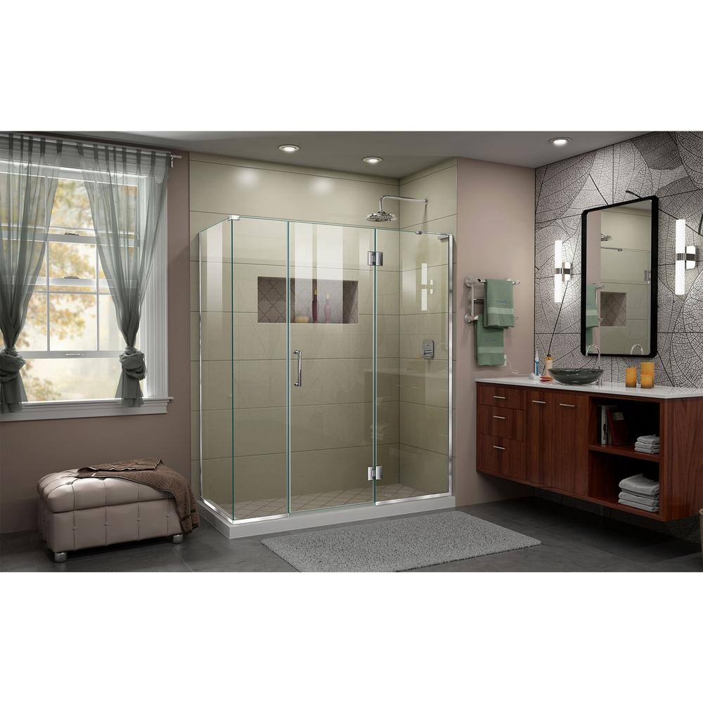 Unidoor-X 63.5" x 72" Frameless Hinged Shower Door with Clear Glass