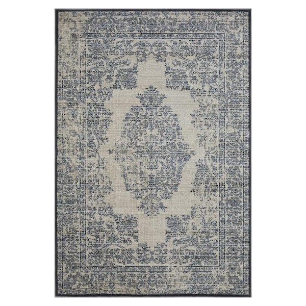 LOOMAKNOTI Celena Amiber Cream 6 ft. 7 in. x 9 ft. 2 in. Oriental Polypropylene Area Rug