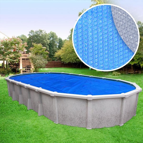 Pool Mate Deluxe 5-Year 12 ft. x 24 ft. Oval Blue/Silver Solar Pool Cover