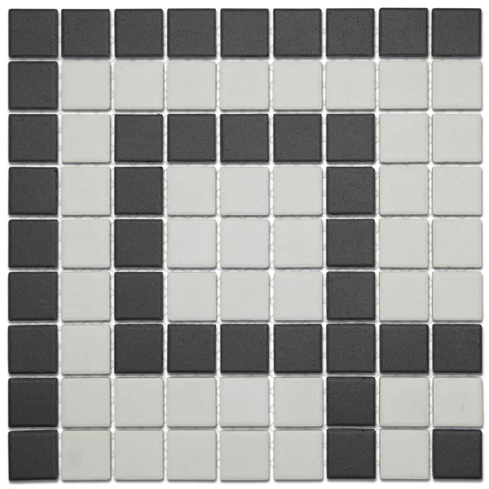 Gotham 1 in. Greek Corner Unglazed Black and White 9 in. x 9 in. Porcelain Floor and Wall Mosaic Tile(2.2 sq. ft. /Case) price history on PriceWatchPro