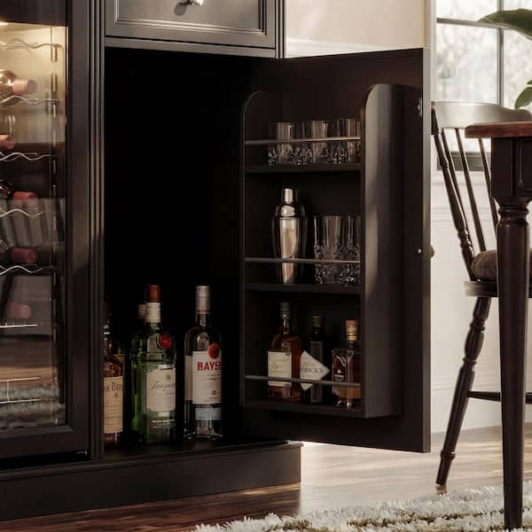 muichiga RICO Fit 「dark wine」 FUFU&GAGA 34-Bottle Charcoal Black 39.4 in. W Wine Cabinet w/ Wine