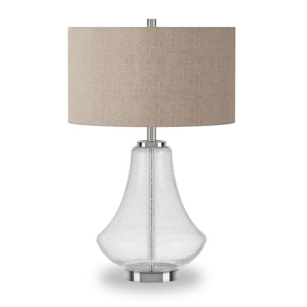 HomeRoots 23 in. Flax Coastal Integrated LED Bedside Table Lamp with Flax Fabric Shade