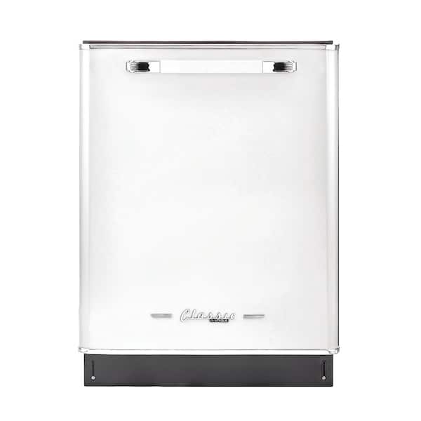 Unique Appliances Classic Retro 24 in. Top Control Dishwasher with Stainless Steel Tub and 3rd Rack in Marshmallow White