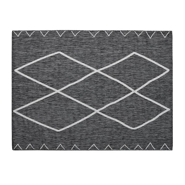 COOLSHARK 8 ft. x 10 ft. Waterproof Outdoor Patio Rug Indoor Large Area Rugs, Grey