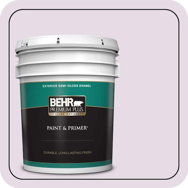 BEHR PREMIUM PLUS 5 gal. #M100-1A Not Quite Purple Semi-Gloss Enamel Exterior Paint & Primer