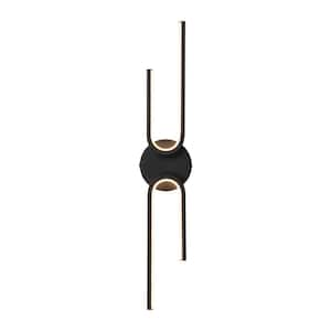 Jovie 23.6 in. 2-Light Black Dimmable LED Wall Sconce