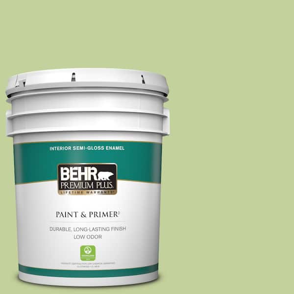 BEHR PREMIUM PLUS 5 gal. #P370-4 Cricket Field Semi-Gloss Enamel Low Odor Interior Paint & Primer