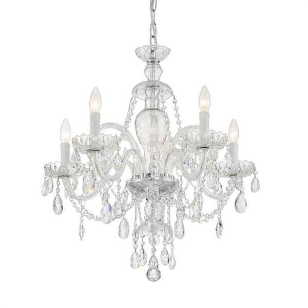 marie therese 5 light integrated led chrome chandelier