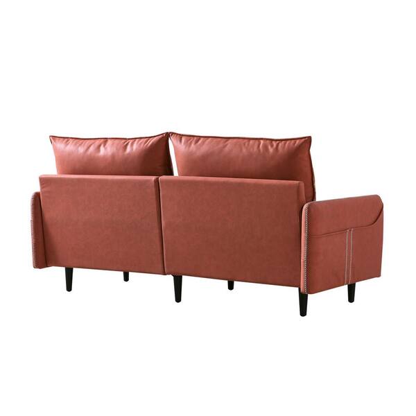 Sofa Couch, Mid-Century Suede Tufted Love Seat with 2 Pillows