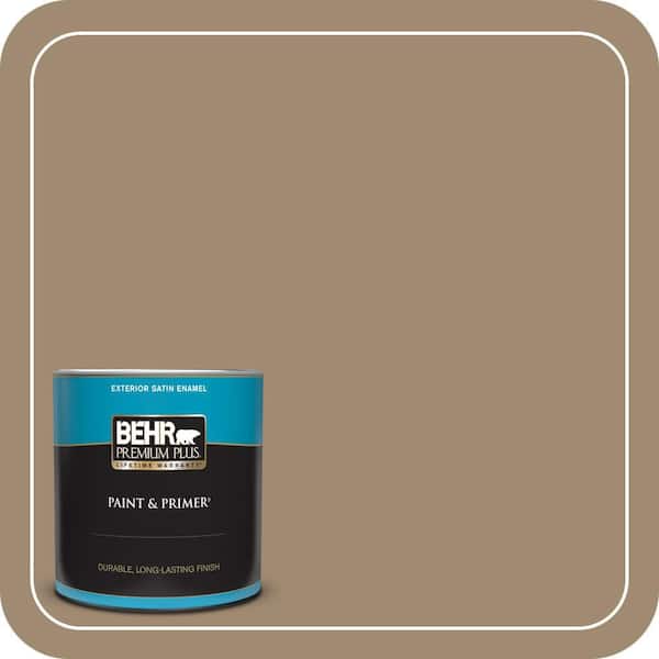 BEHR PREMIUM PLUS 1 qt. #PMD-102 River Mud Satin Enamel Exterior Paint & Primer