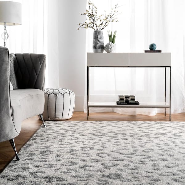 Round Floor Mat Bedroom Carpet Black & White Leopard Fur Living Room Area Rugs 