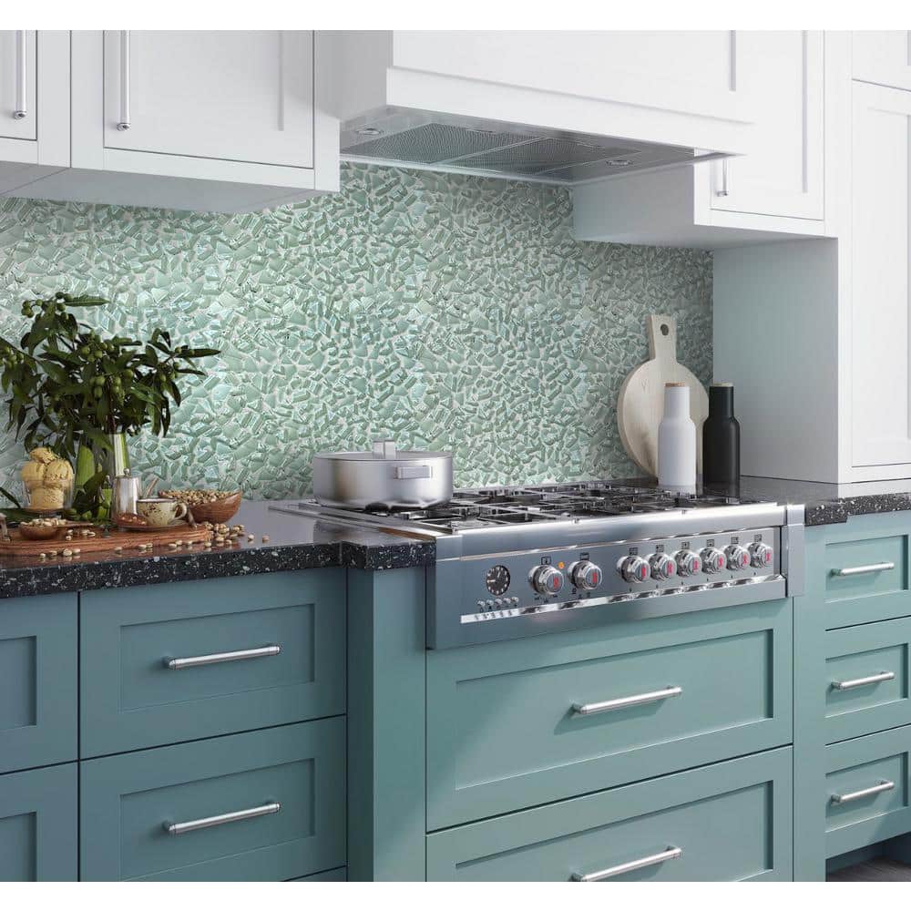Aqua Blue Glass Pebbles Mosaic Tile for Bathroom and Kitchen