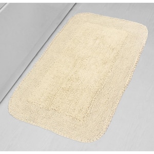 Saffron Fabs Regency Ivory 50 in. x 30 in. Cotton Latex Spray Non-Skid  Backing Textured Border Machine Washable Bath Rug SFBR1012 - The Home Depot