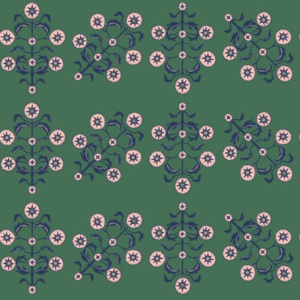 Novogratz Emerald Block Print Floral Vinyl Peel and Stick Wallpaper Roll (Covers 28 sq. ft.)