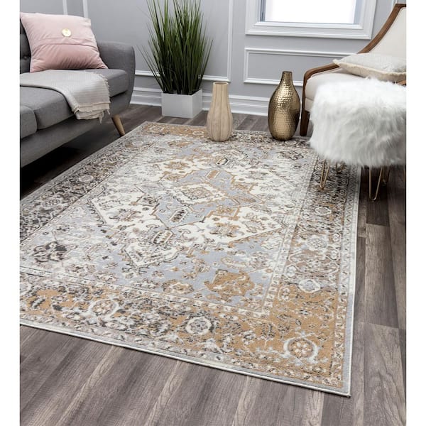 Lennox Grey Charm Beige 7 ft. x 9 ft. Area Rug