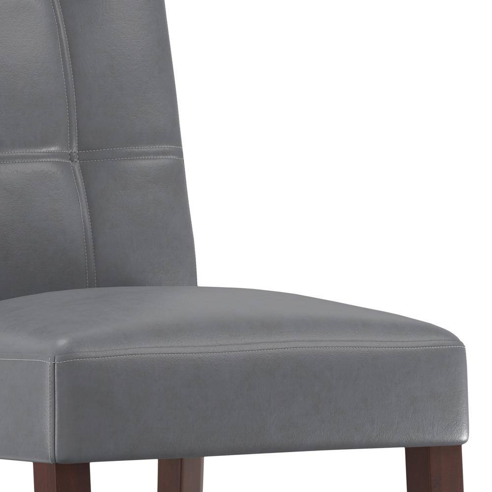Stone Gray Faux Leather Upholstered Parsons Dining Side Chair