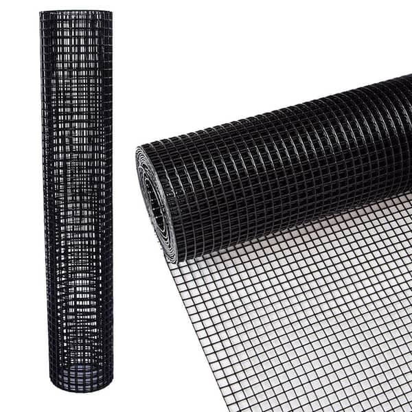 Misopily 24 in. x 50 ft. Black Vinyl Coated Galvanized Steel Garden Fence Supports Poultry-Netting Cage, Home Improvement