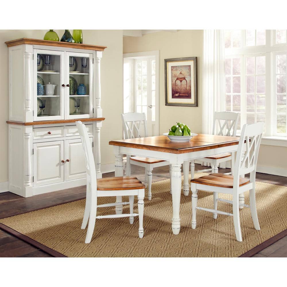 Monarch 7-Piece Distressed Oak and Off-White Dining Set