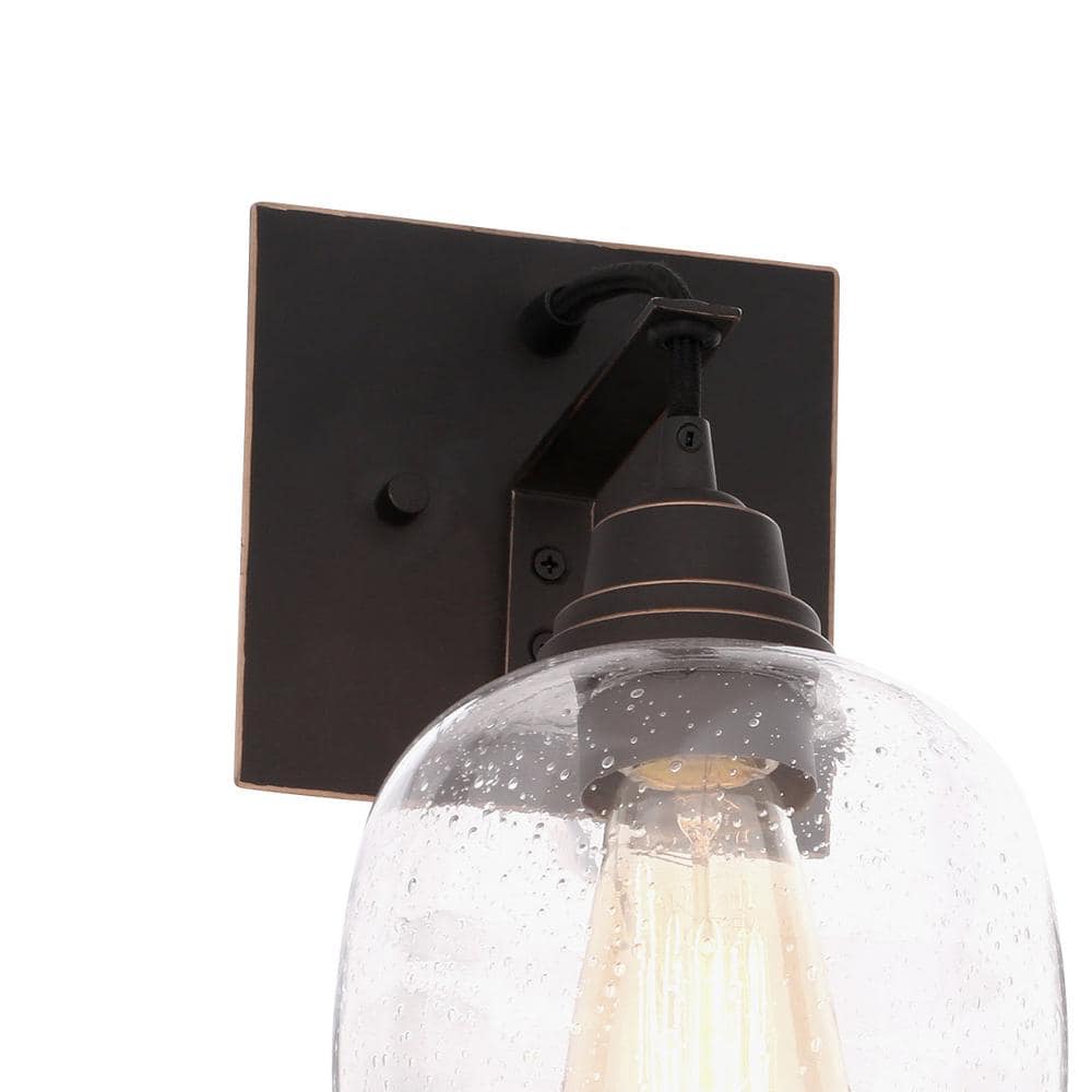 Eldon Vintage-Style Seeded Glass Wall Sconce in Oil Rubbed Bronze