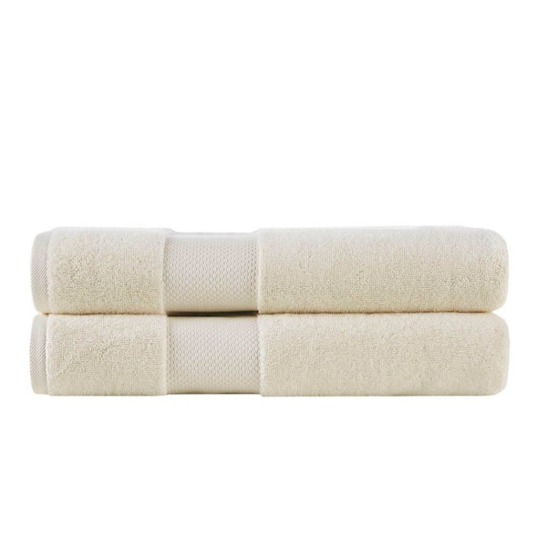 2-Piece Natural 35 x 70 in. 100% Cotton Bath Towel Set, highly absorbent & inherently stronger for enveloping comfort