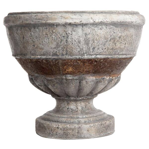 Merola Tile 15 1/4 in. Cultured Stoneware Milano Gray with Coco Inlay Planter-DISCONTINUED