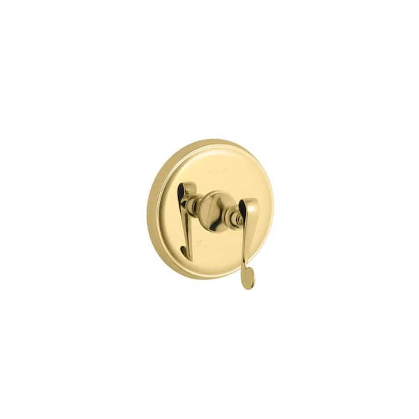 KOHLER Revival 1-Handle Thermostatic Valve Trim Kit with Scroll Lever Handle in Vibrant Polished Brass (Valve Not Included)