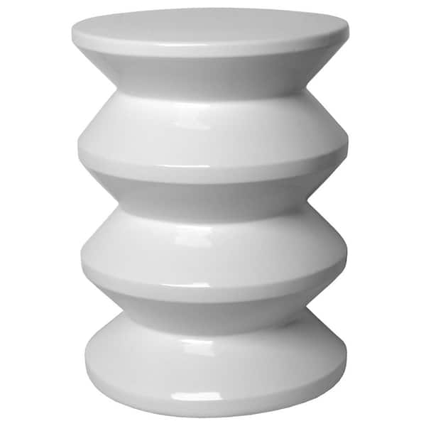 Accordion 18 in. H White Round Ceramic Garden Stool