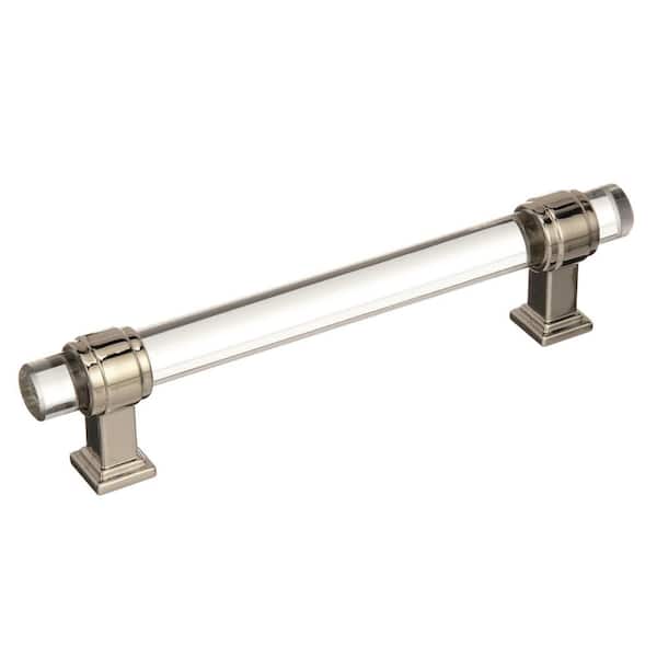 Amerock Glacio 5-1/16 in. (128mm) Modern Clear/Polished Nickel Bar Cabinet Pull