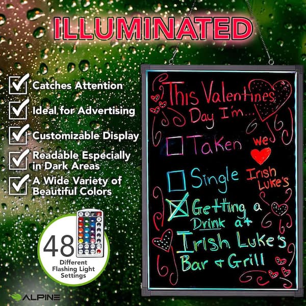 24 in. x 32 in. LED Illuminated Hanging Message Writing Board