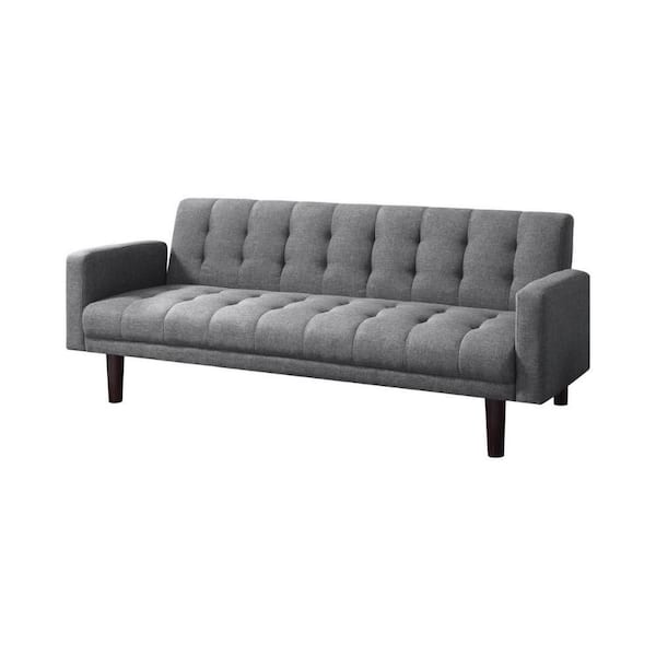 Benjara 73.5 in. Gray and Brown Linen Blend Sleeper Size Sofa Bed