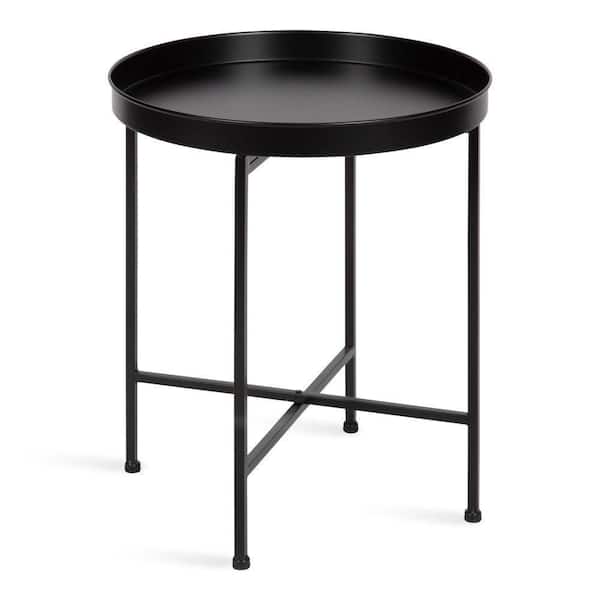 Celia 18.37 in. Black Round Metal End Table