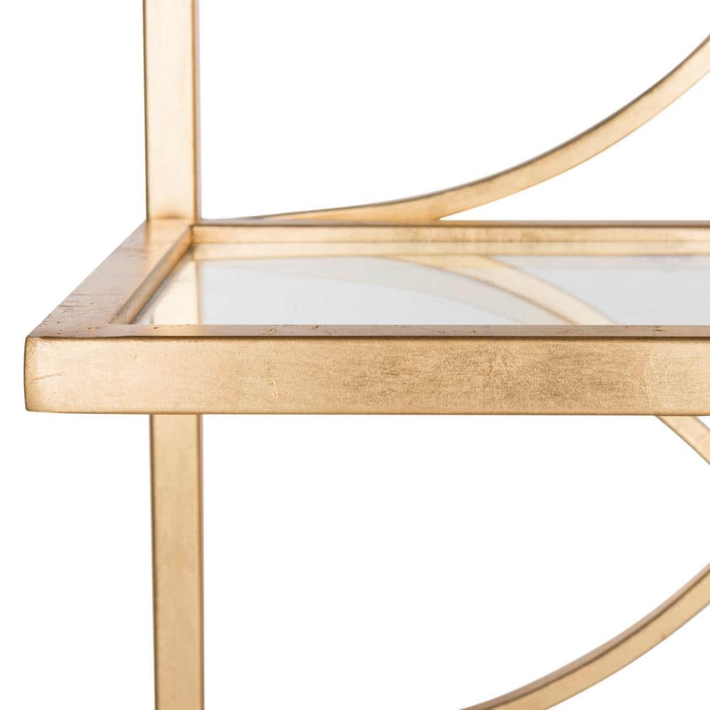 Black and Gold Glass 4-Tier Marble Base Etagere