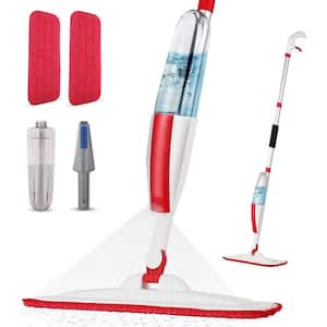 Wet Dry Microfiber Spray Mop with 14 oz. Refillable Bottle and 2 Reusable Washable Mop Pads, Red
