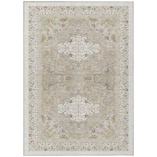 Chantille Machine Washable Indoor/Outdoor Abstract ACN2854 Ivory 8 ft. x 10 ft. Area Rug